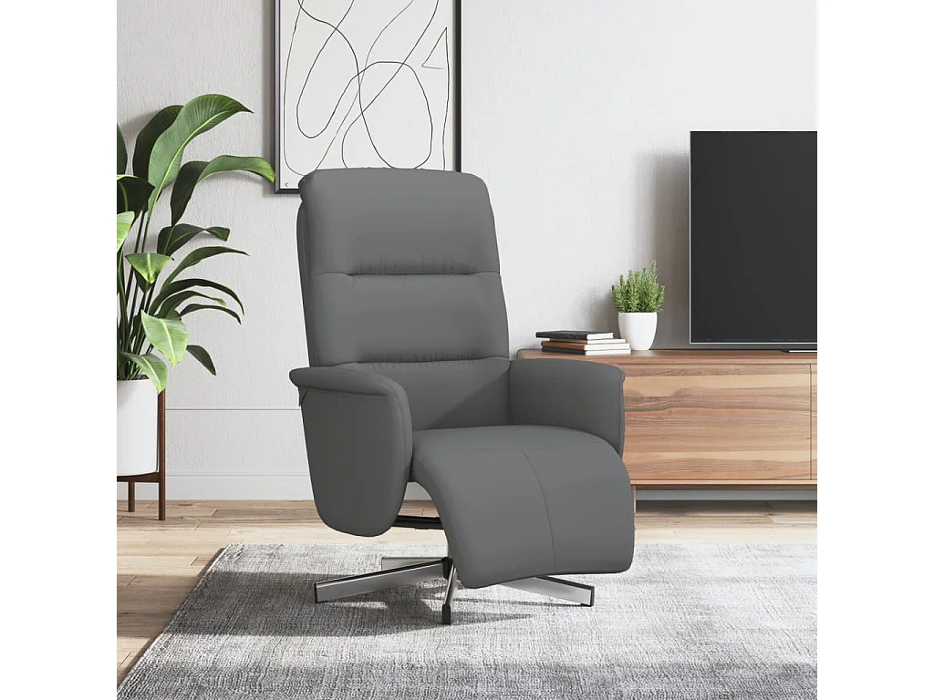 Sillón de relax | Sillón reclinable con reposapiés tela gris oscuro SHL2052