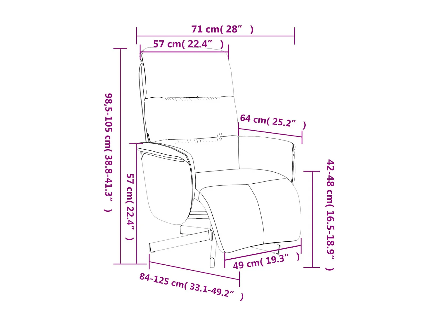 Sillón de relax | Sillón reclinable con reposapiés tela gris oscuro SHL2052