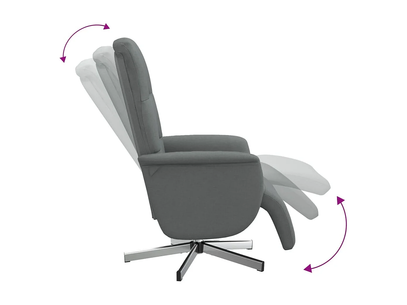 Sillón de relax | Sillón reclinable con reposapiés tela gris oscuro SHL2052