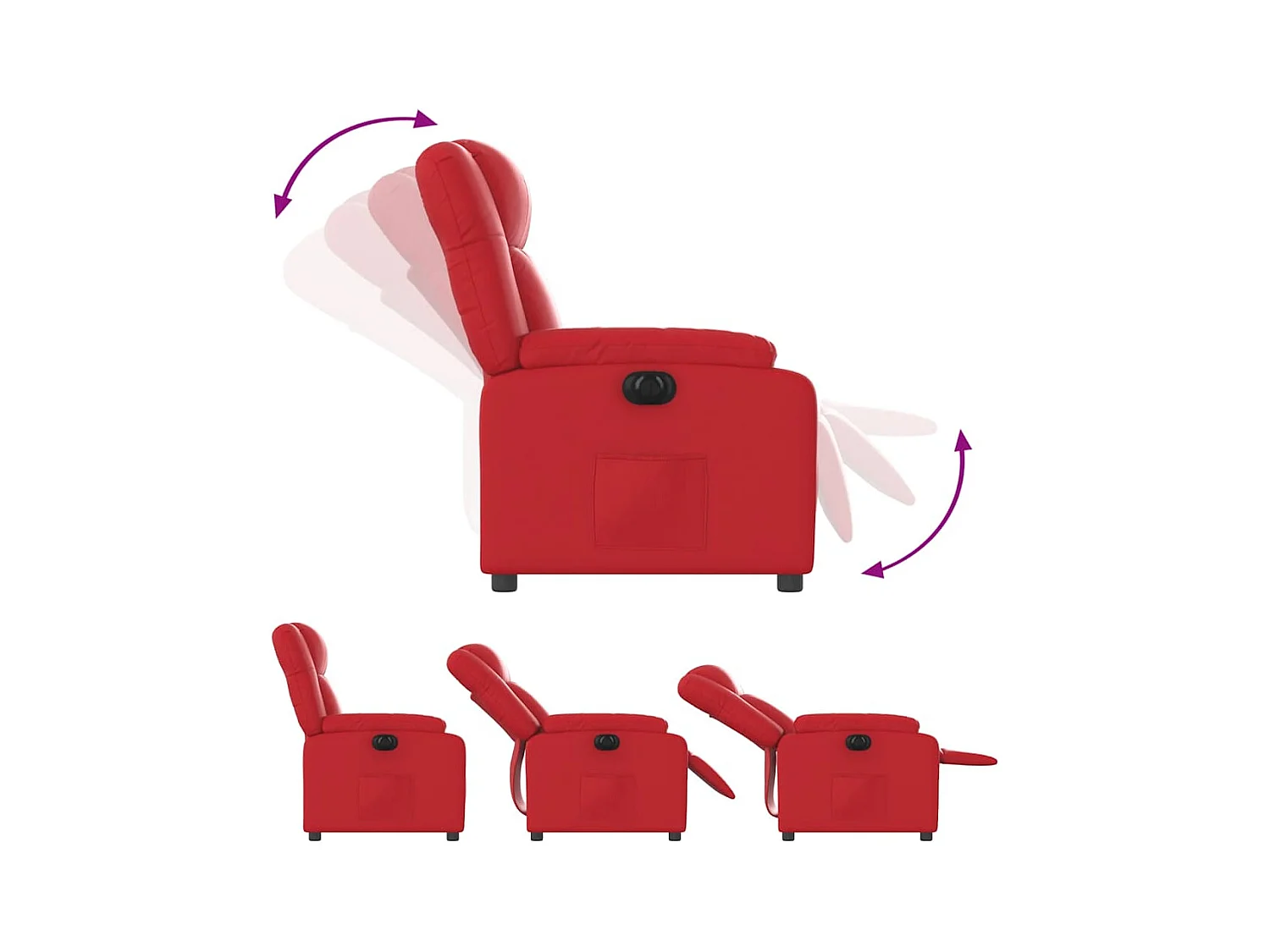 Sillón de relax | Silla | Sillón reclinable eléctrico de cuero sintético rojo SHL2372