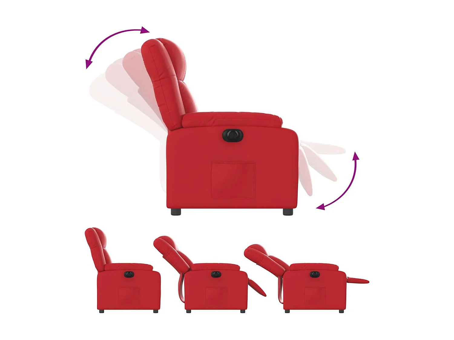 Relaxstoel | Fauteuil verstelbaar elektrisch kunstleer rood