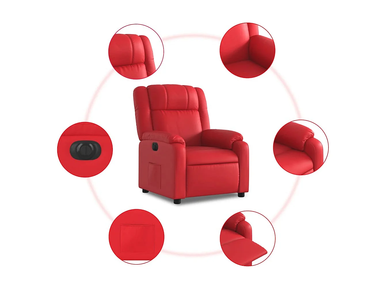 Relaxstoel | Fauteuil verstelbaar elektrisch kunstleer rood