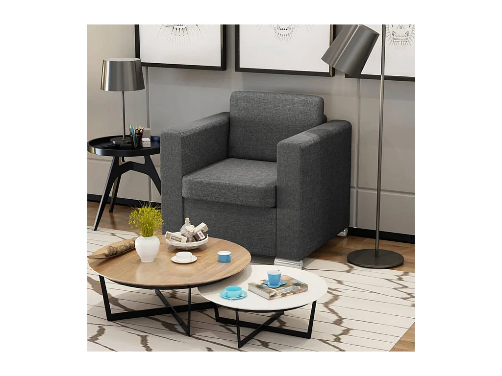 Sillón de salón | Silla de relax | Sillón de tela gris oscuro SHL2134