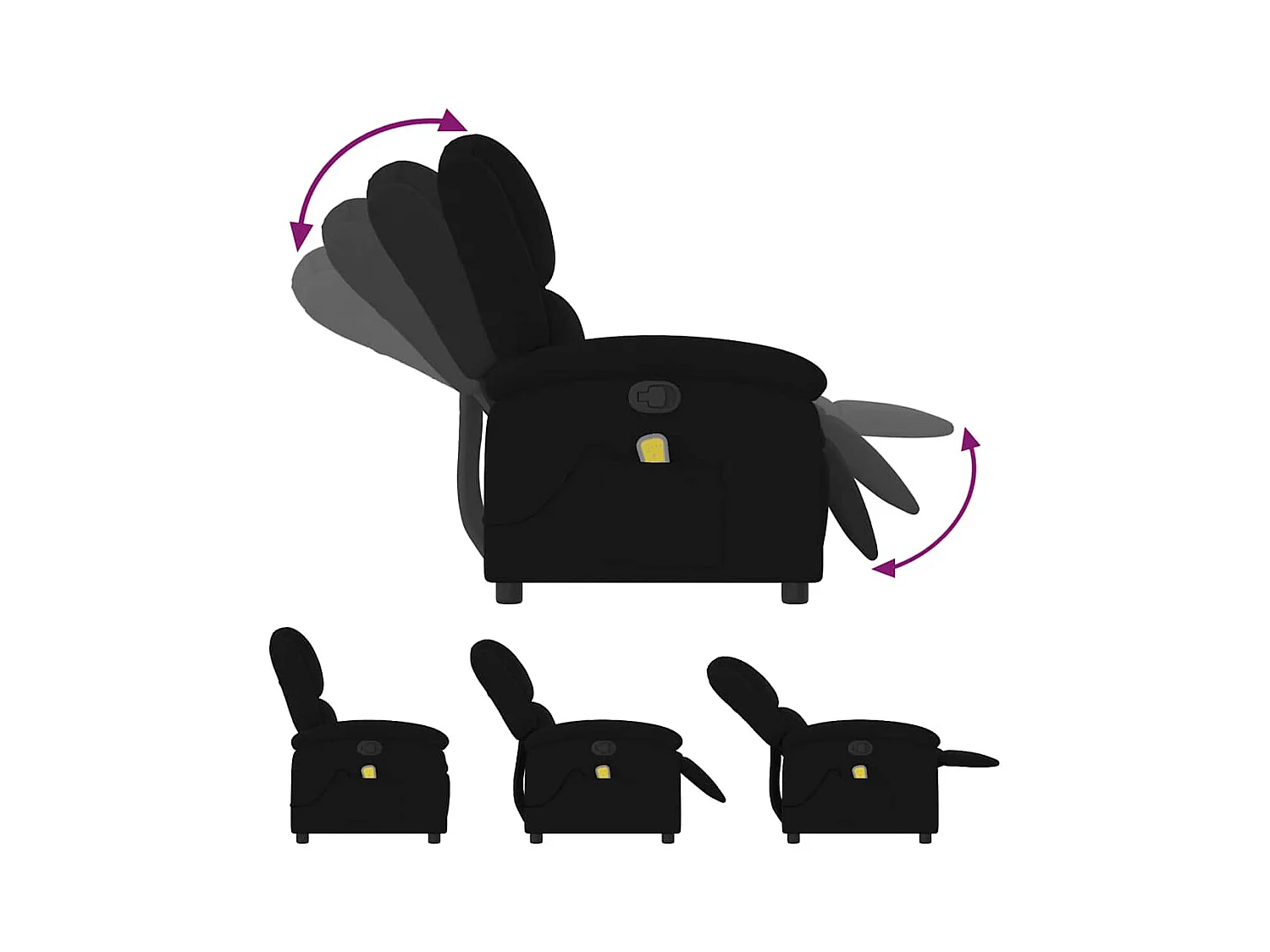 Fauteuil inclinable-Chaise de relax-Fauteuil de Massage noir velours SHL2530