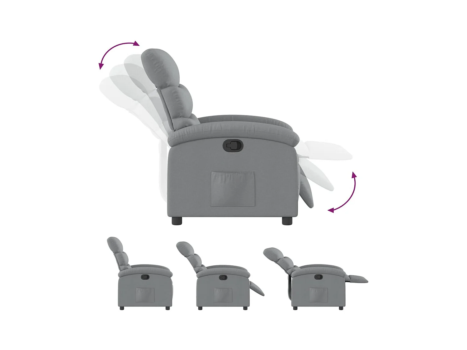 Fauteuil inclinable-Chaise de relax-Fauteuil TV gris clair tissu SHL2389