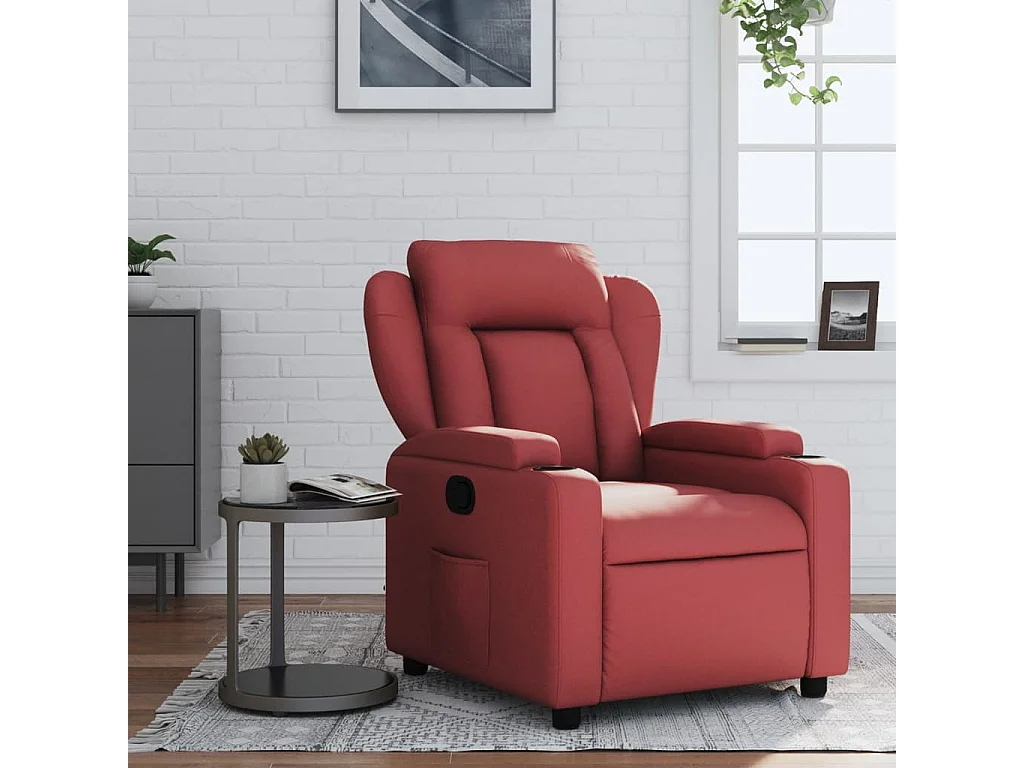 Relaxsessel | Lounge Sessel für Wohnzimmer Weinrot Kunstleder SHL82635