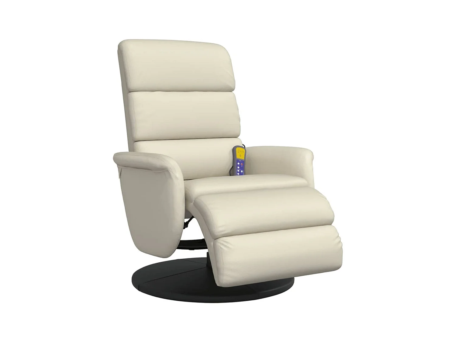 Sillón de relax | Sillón reclinable masaje con reposapiés cuero sintético crema SHL8491
