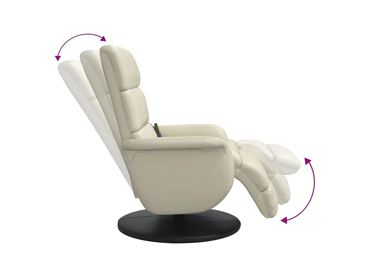 Sillón de relax | Sillón reclinable masaje con reposapiés cuero sintético crema SHL8491