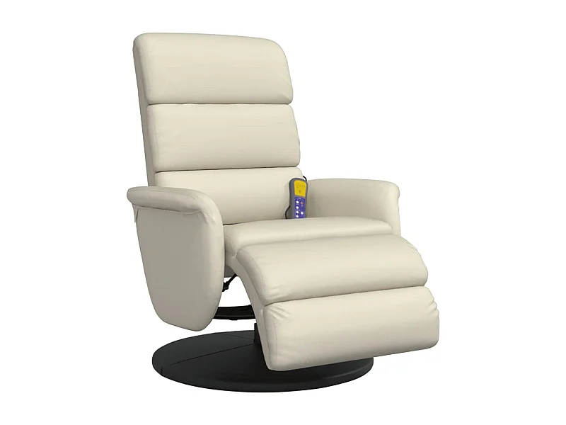 Massagesessel | Relaxsessel mit Fußteil Creme Kunstleder SHL49653