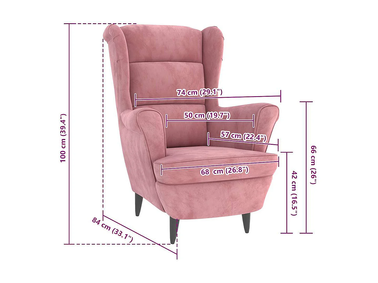 Relaxsessel | Lounge Sessel für Wohnzimmer Rosa Samt SHL14373