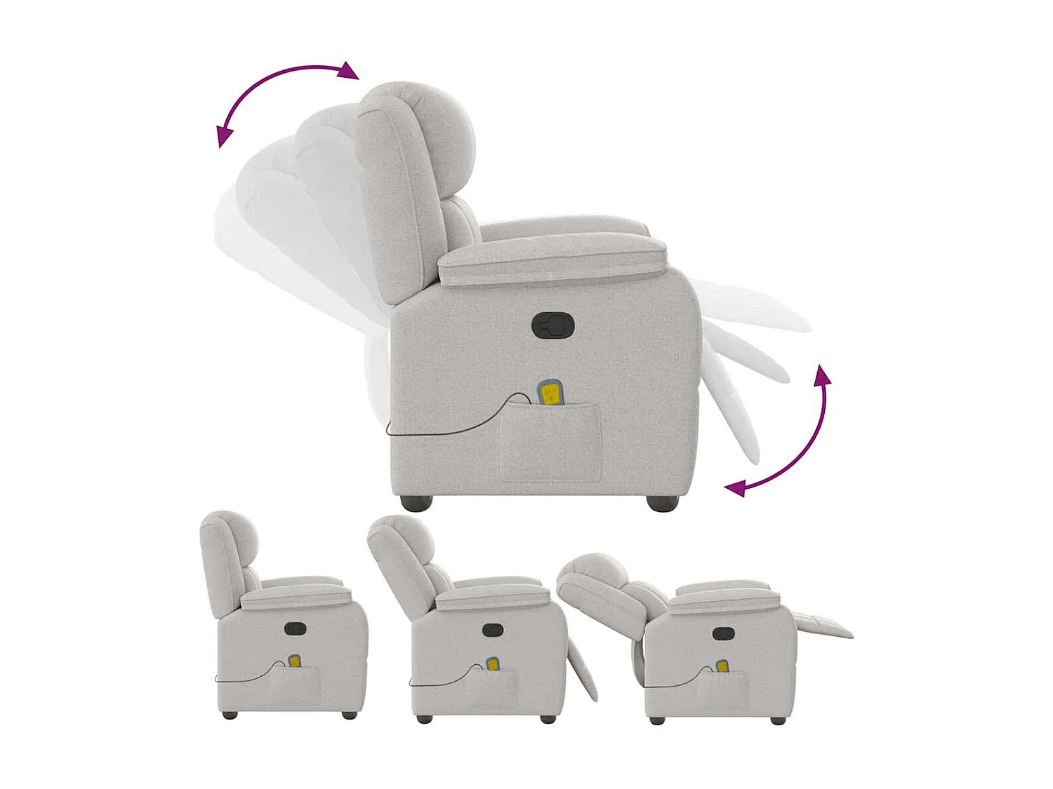 Sillón de salón | Silla | Sillón de masaje reclinable de tela gris nube SHL3489