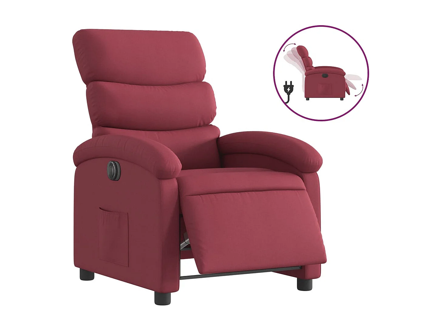 Fauteuil inclinable électrique-Chaise de relax-Fauteuil salon Rouge bordeaux Tissu SHL1372