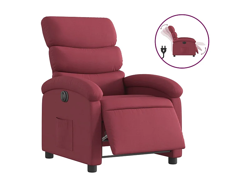 Fauteuil inclinable électrique-Chaise de relax-Fauteuil salon Rouge bordeaux Tissu SHL1372