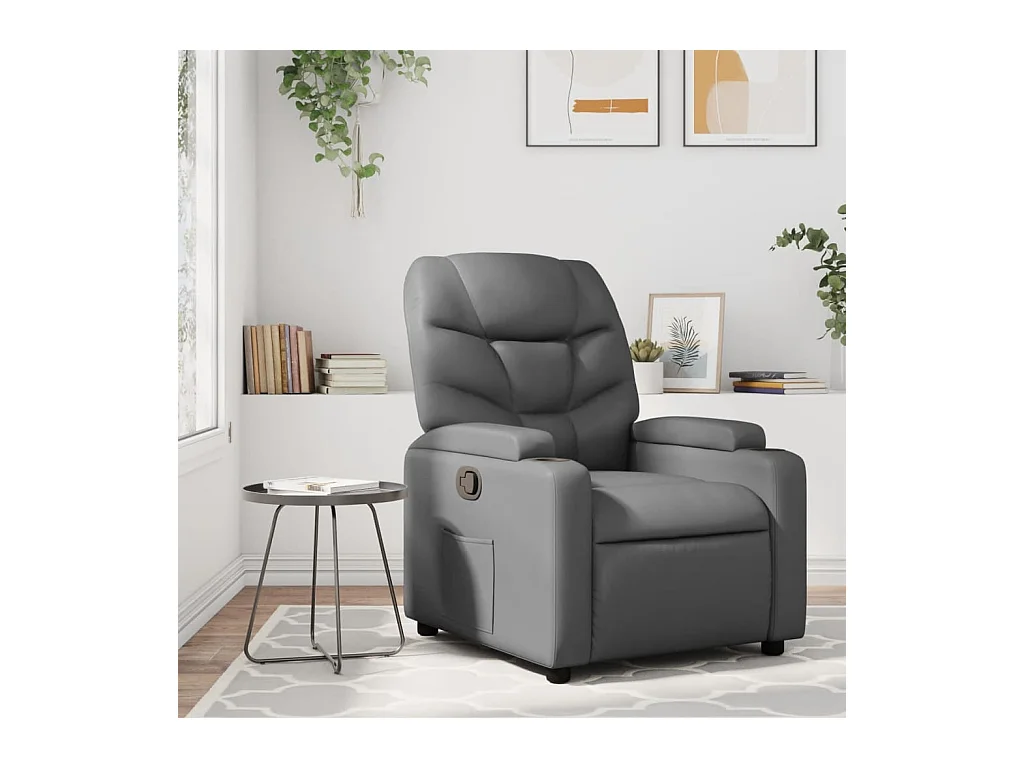 Sillón de relax | Sillón reclinable de cuero sintético gris SHL9753