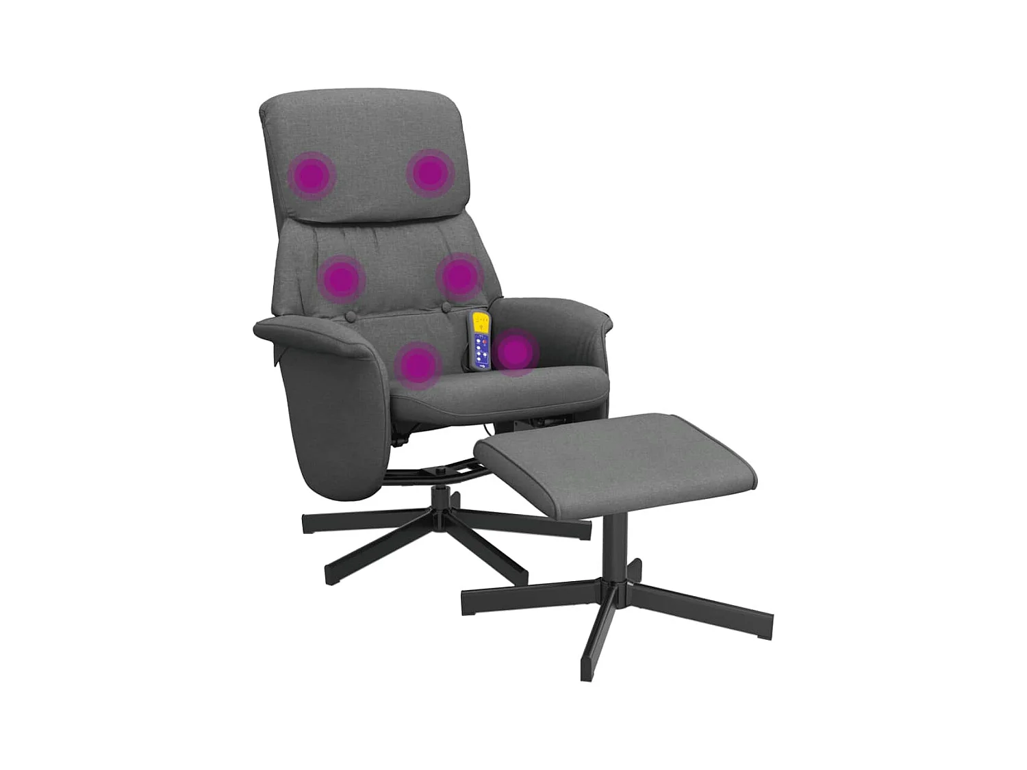 Sillón de relax | Sillón reclinable de masaje con reposapiés tela gris oscuro SHL5062