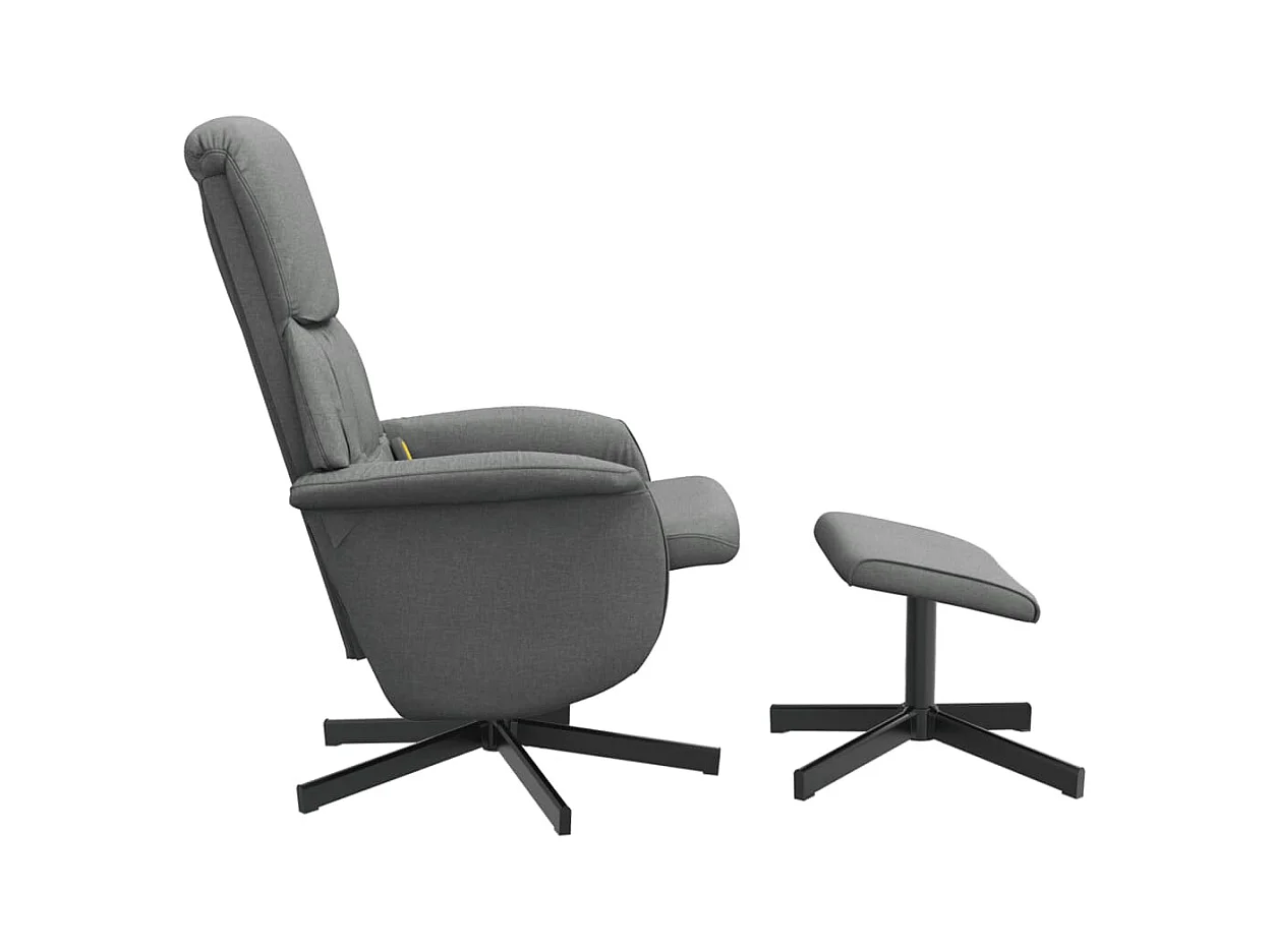 Sillón de relax | Sillón reclinable de masaje con reposapiés tela gris oscuro SHL5062