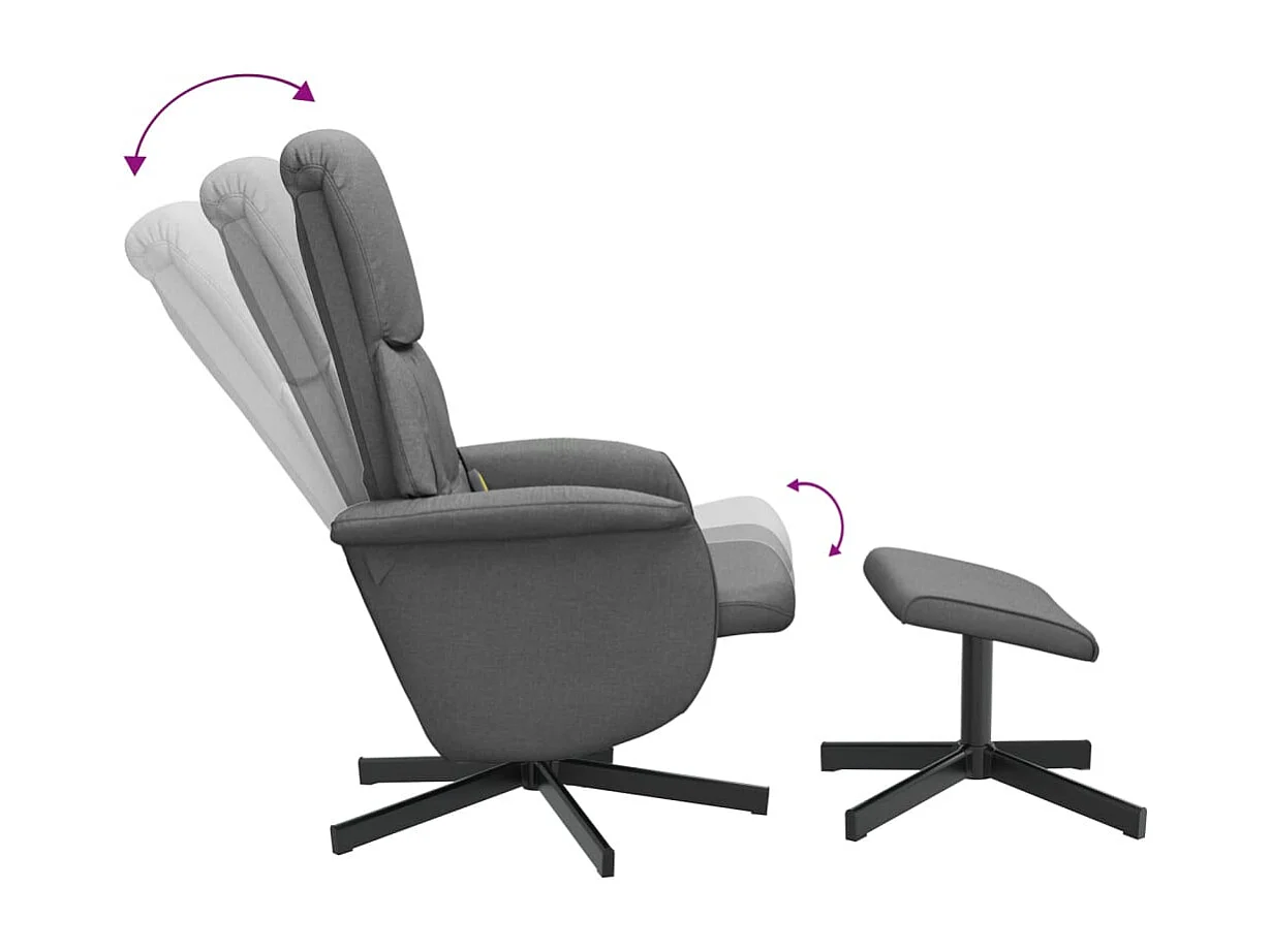 Fauteuil salon-Chaise-Fauteuil de massage inclinable et repose-pieds gris foncé tissu SHL3768