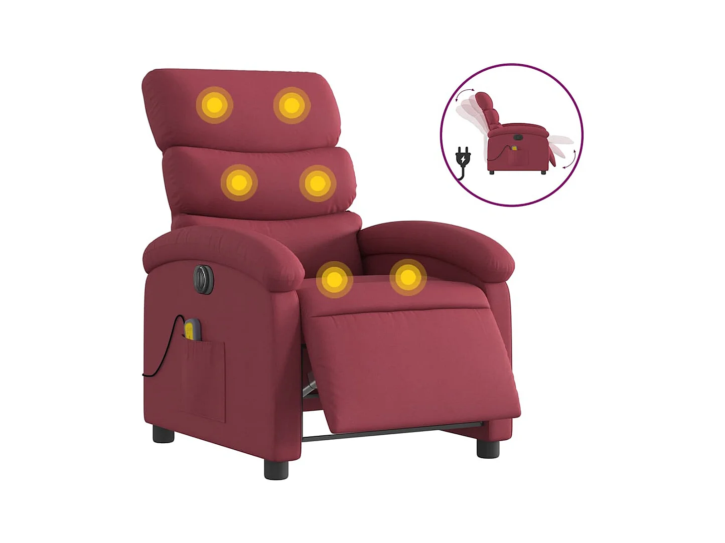Sillón de salón | Silla | Sillón de masaje reclinable eléctrico tela rojo tinto SHL8246