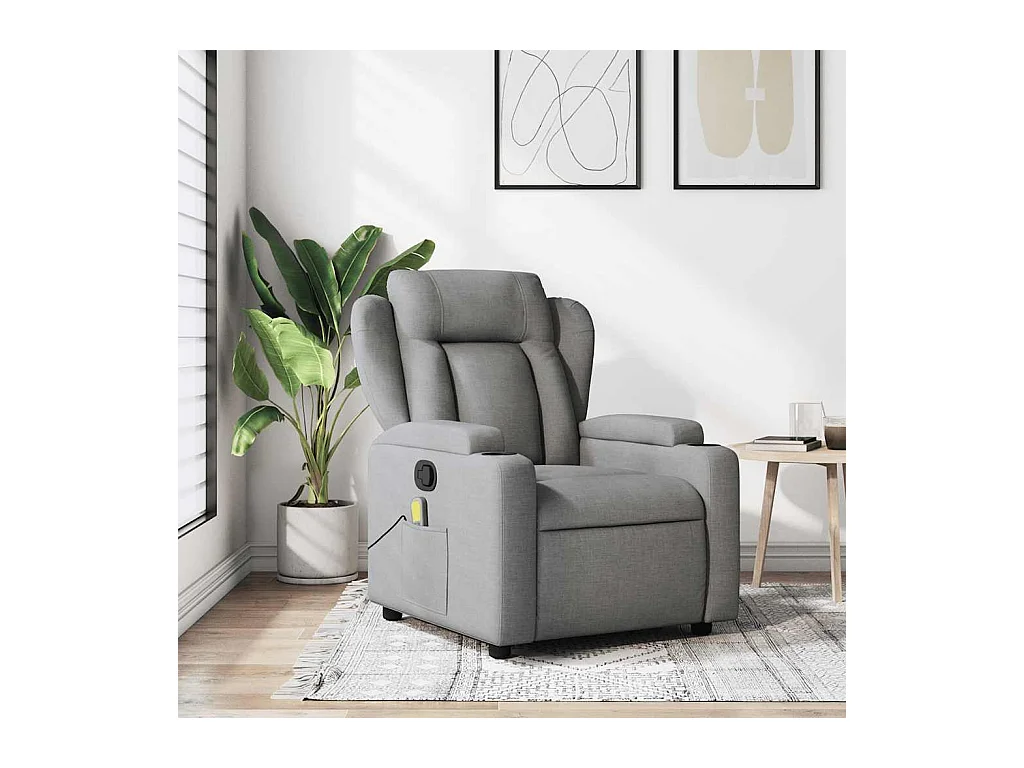 Fauteuil inclinable-Chaise de relax-Fauteuil de Massage gris clair tissu SHL1534