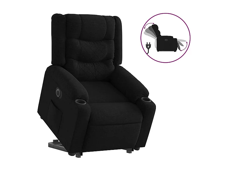 Fauteuil inclinable électrique-Chaise de relax-Fauteuil salon noir tissu SHL2941