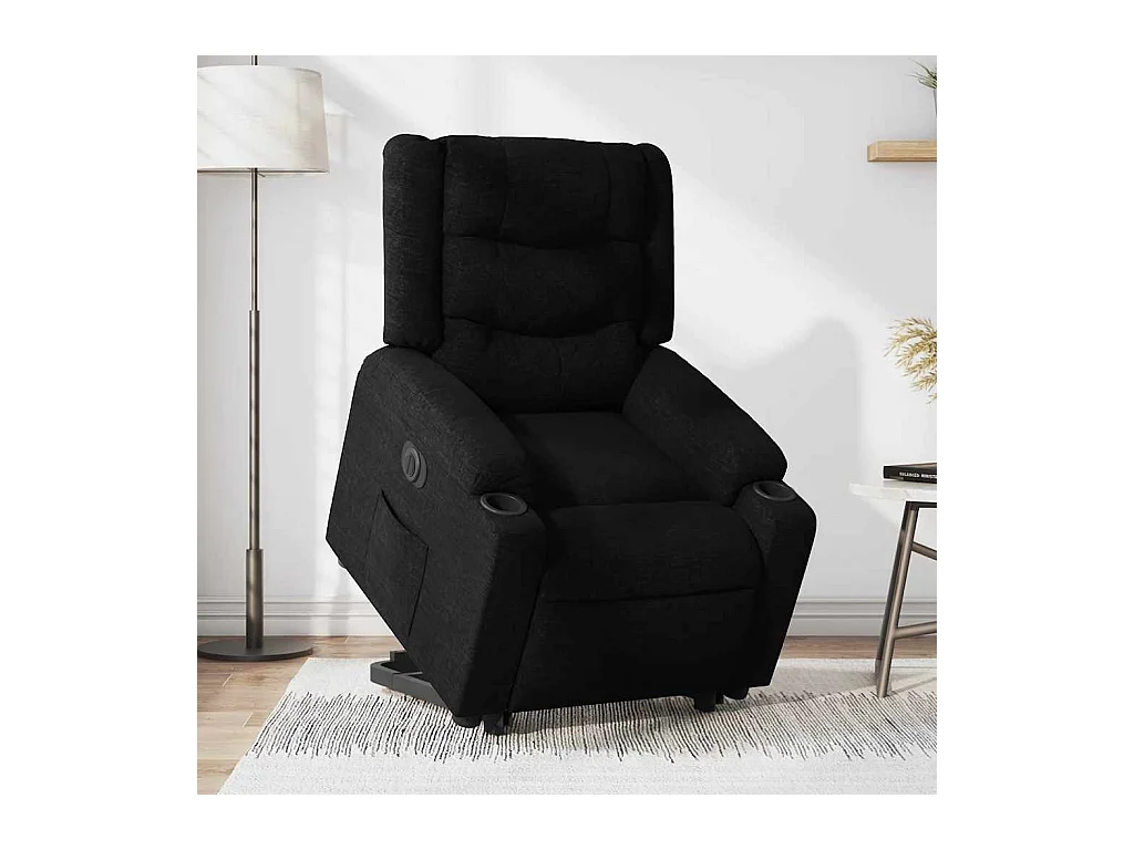 Poltrona Confortável | Poltrona reclinável elevatória elétrica tecido preto SHL3100