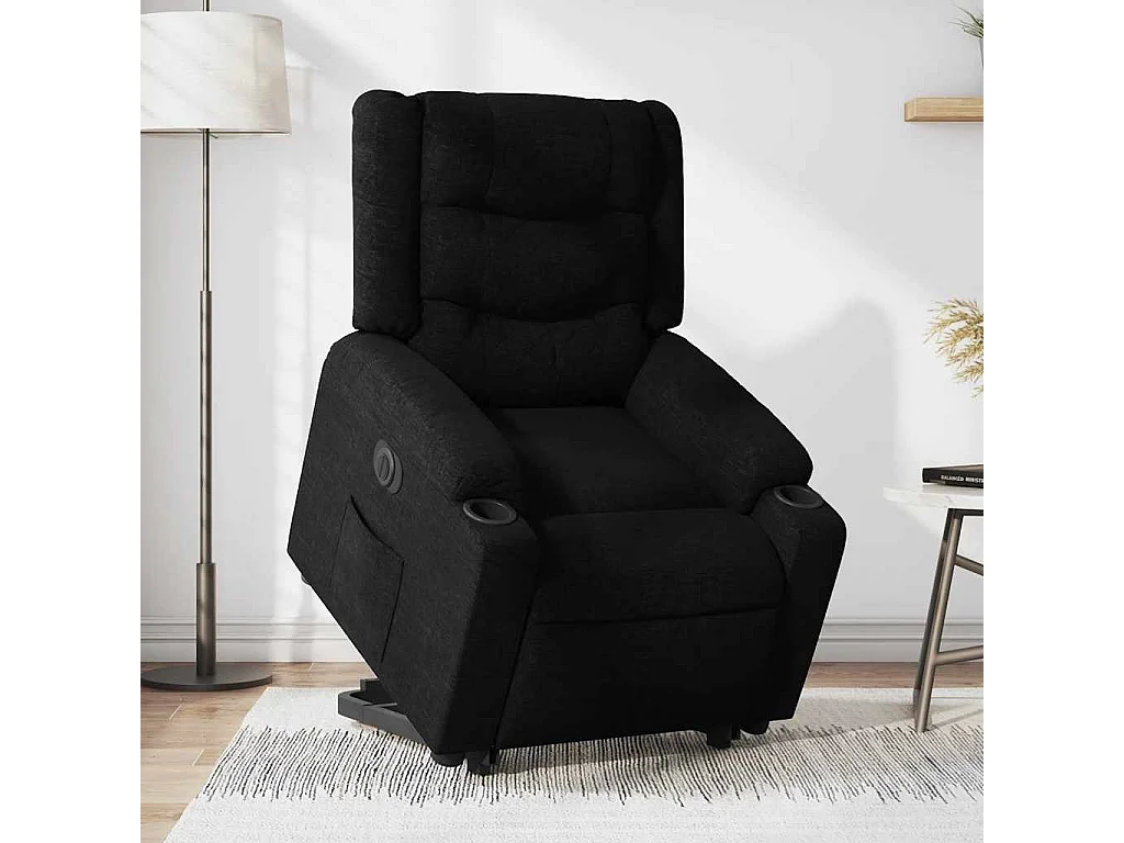 Relaxsessel mit Aufstehhilfe Elektrisch | Lounge Sessel indoor Schwarz Stoff SHL4019