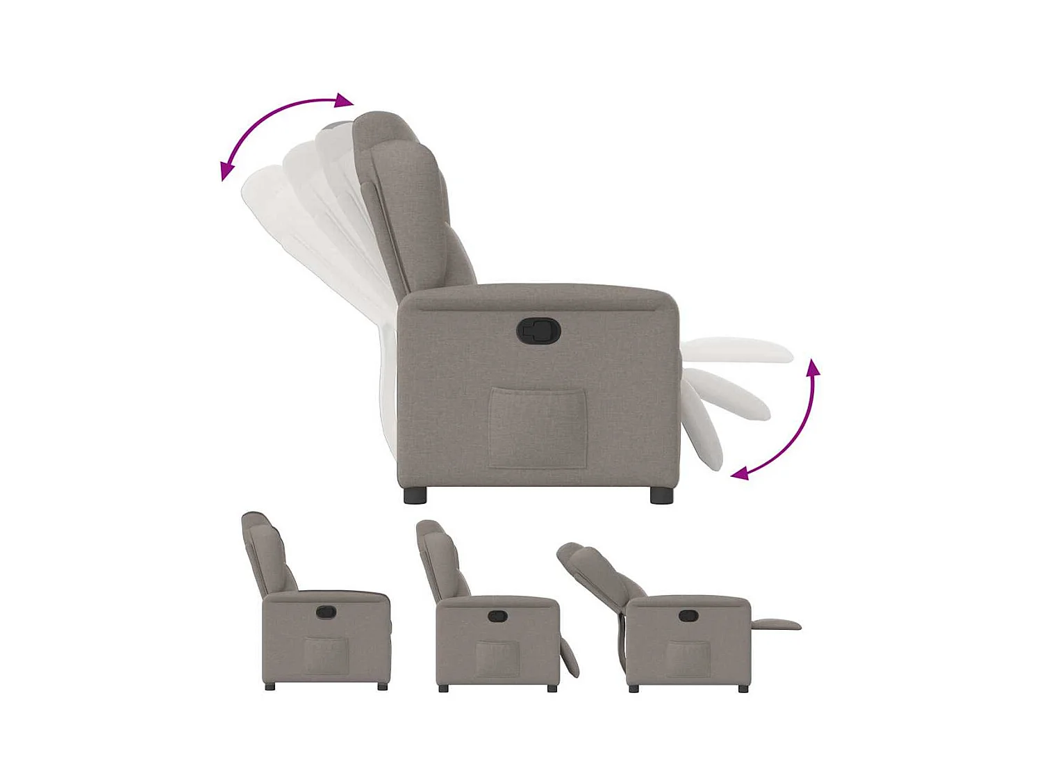 Sillón de relax | Silla | Sillón reclinable de tela gris taupe SHL4318