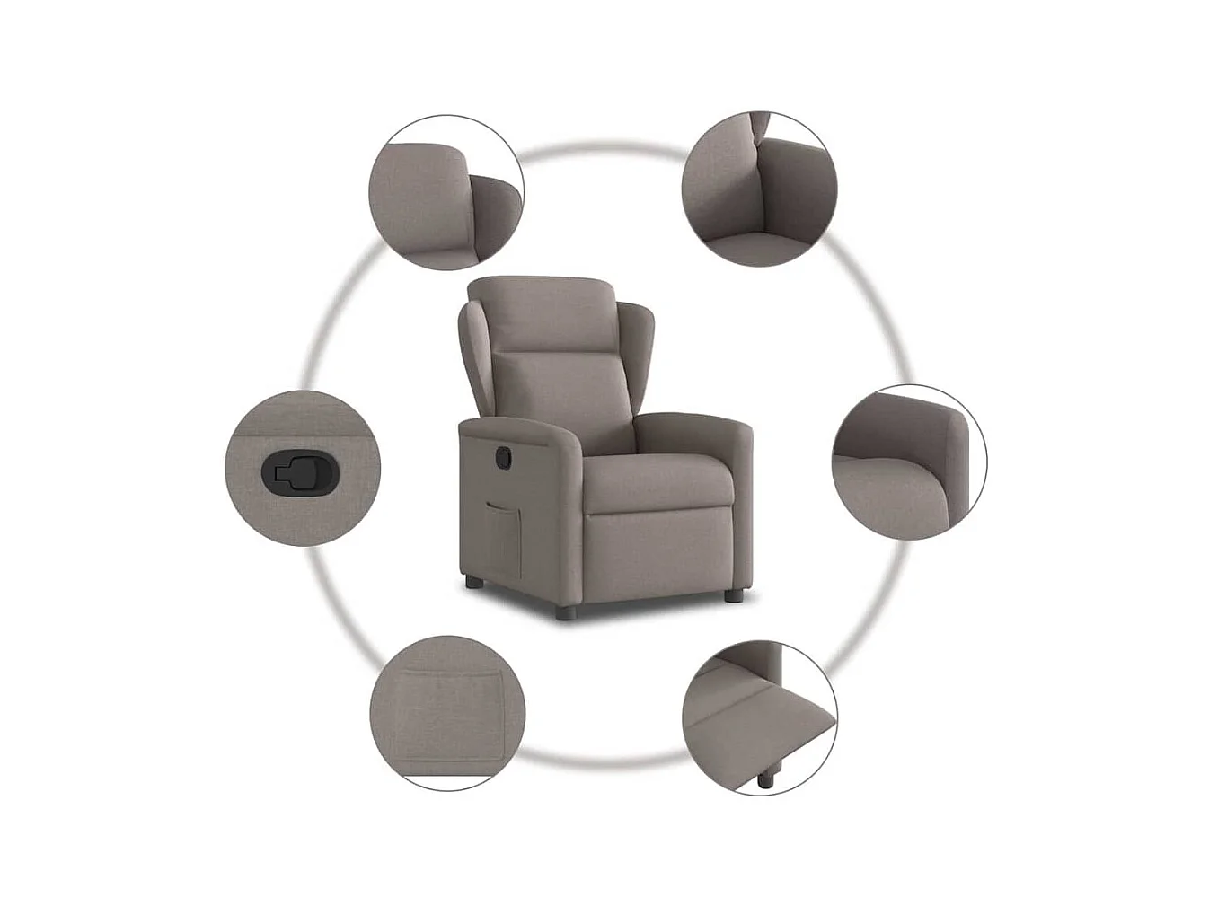 Sillón de relax | Silla | Sillón reclinable de tela gris taupe SHL4318
