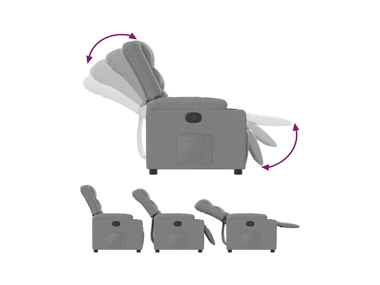 Sillón de relax | Sillón reclinable de tela gris claro SHL6711