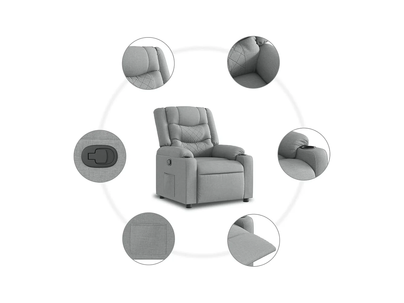 Sillón de relax | Sillón reclinable de tela gris claro SHL6711