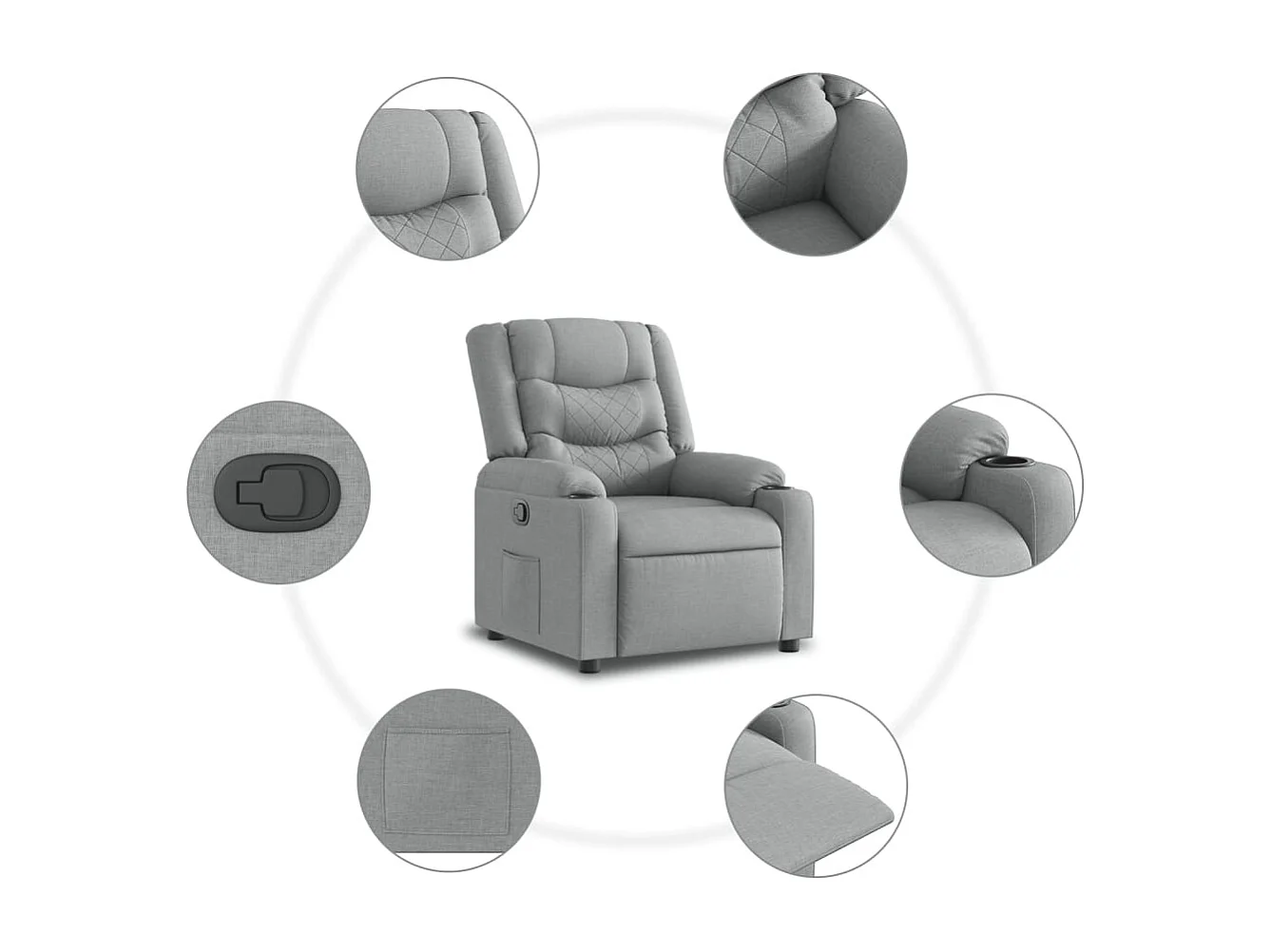 Relaxsessel | Lounge Sessel für Wohnzimmer Hellgrau Stoff SHL56254
