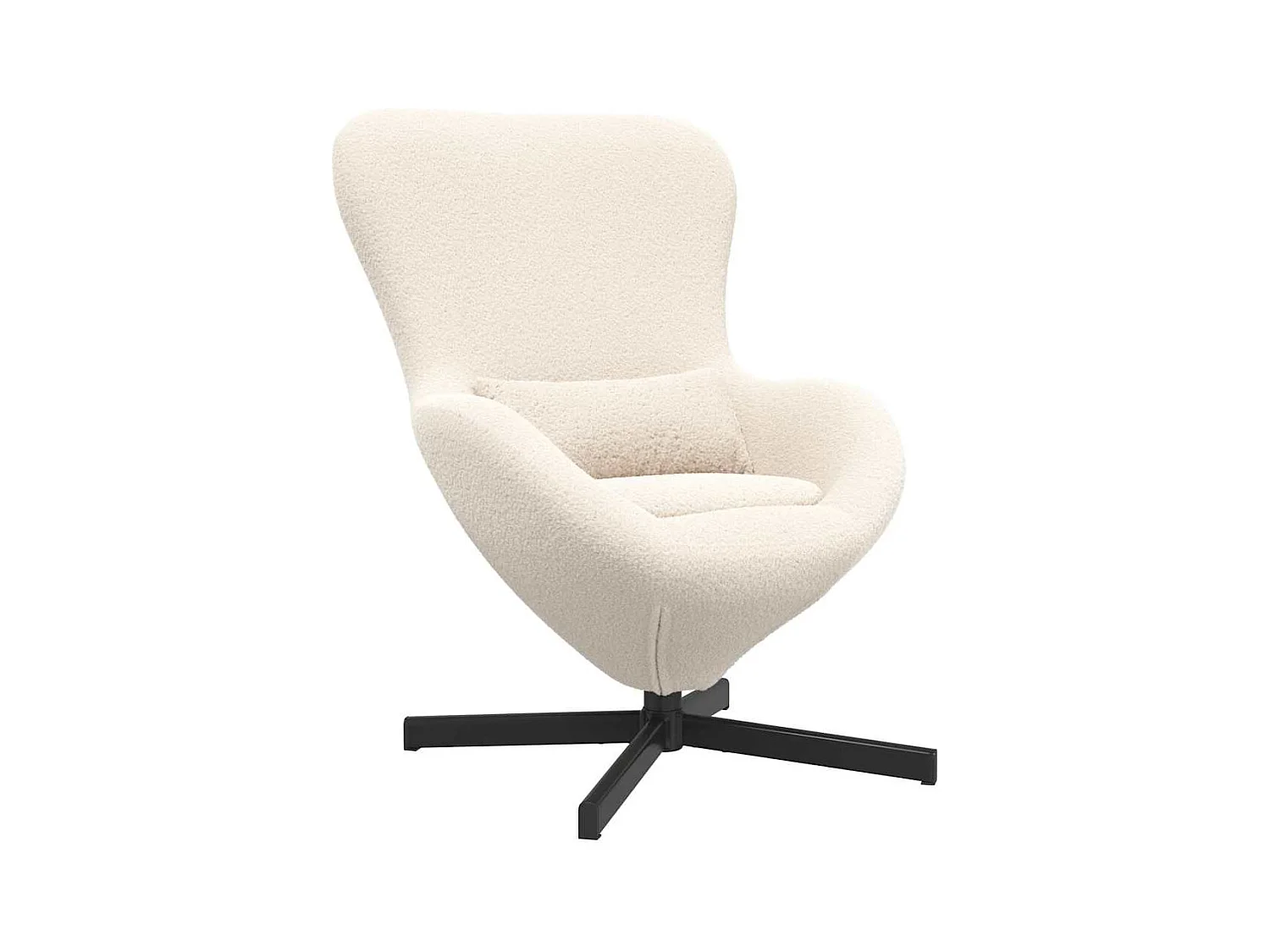 Chaise de Salon-Fauteuil œuf Crème Tissu ressemblant à de la laine bouclée SHL3942