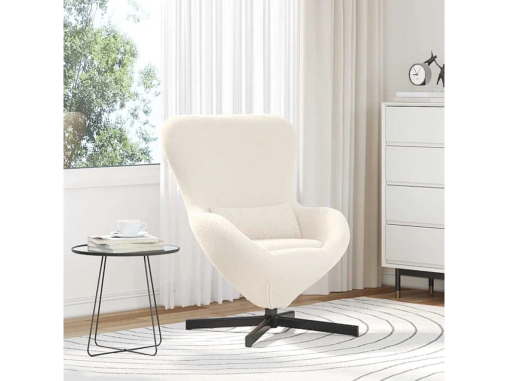 Eivormige stoel Crème 63 x 73 x 90 cm Stof