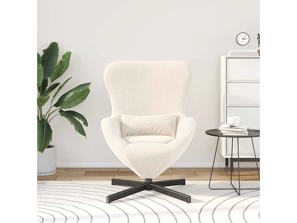 Eivormige stoel Crème 63 x 73 x 90 cm Stof