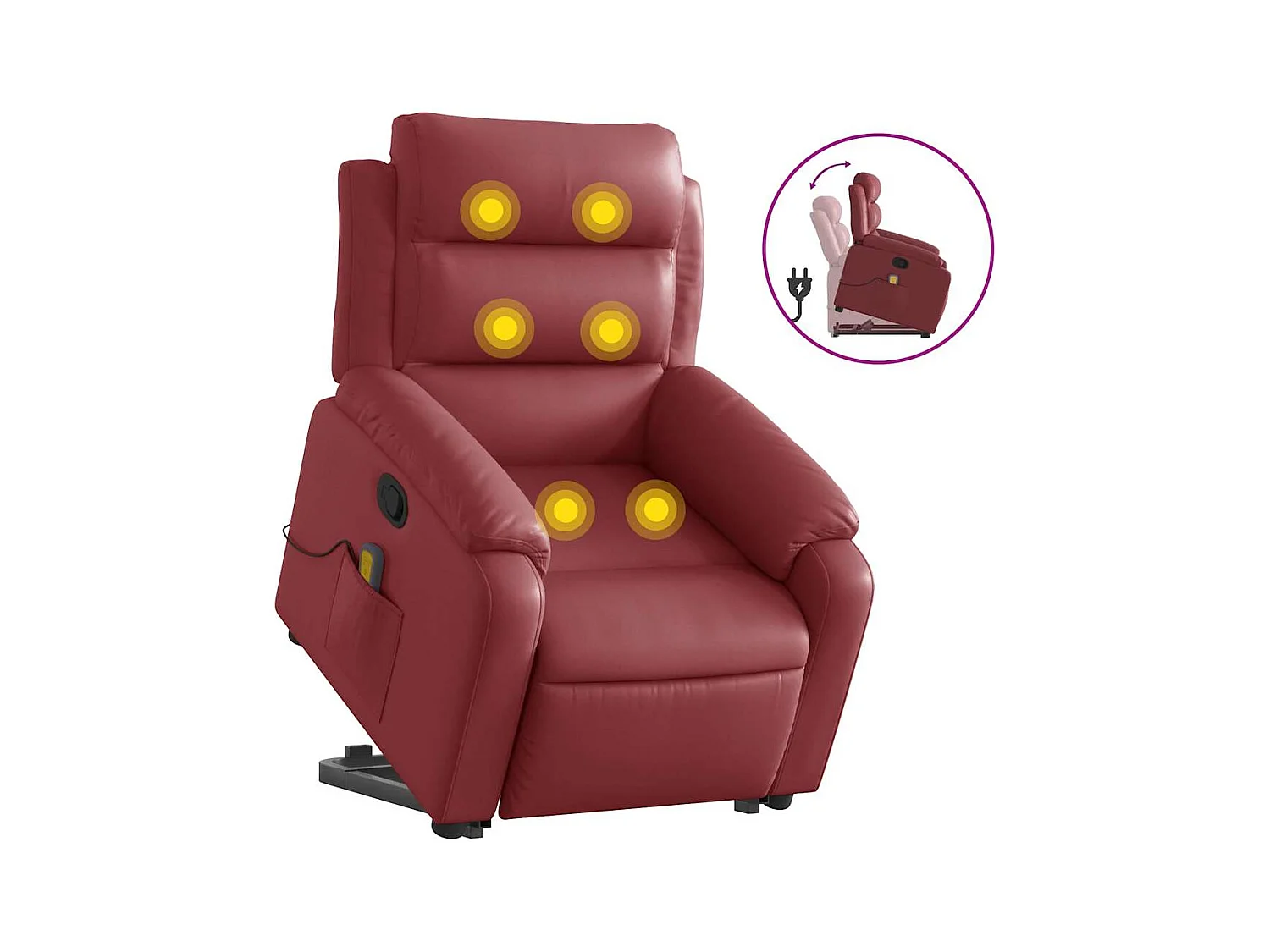 Fauteuil inclinable-Chaise de relax-Fauteuil de Massage Rouge bordeaux Similicuir SHL3427