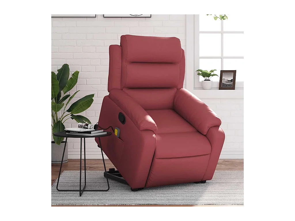Fauteuil inclinable-Chaise de relax-Fauteuil de Massage Rouge bordeaux Similicuir SHL3427