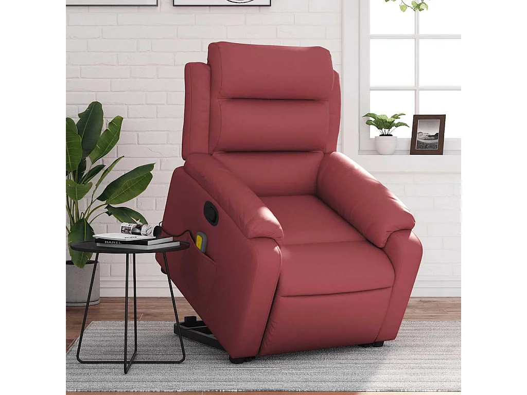 Fauteuil inclinable-Chaise de relax-Fauteuil de Massage Rouge bordeaux Similicuir SHL3427