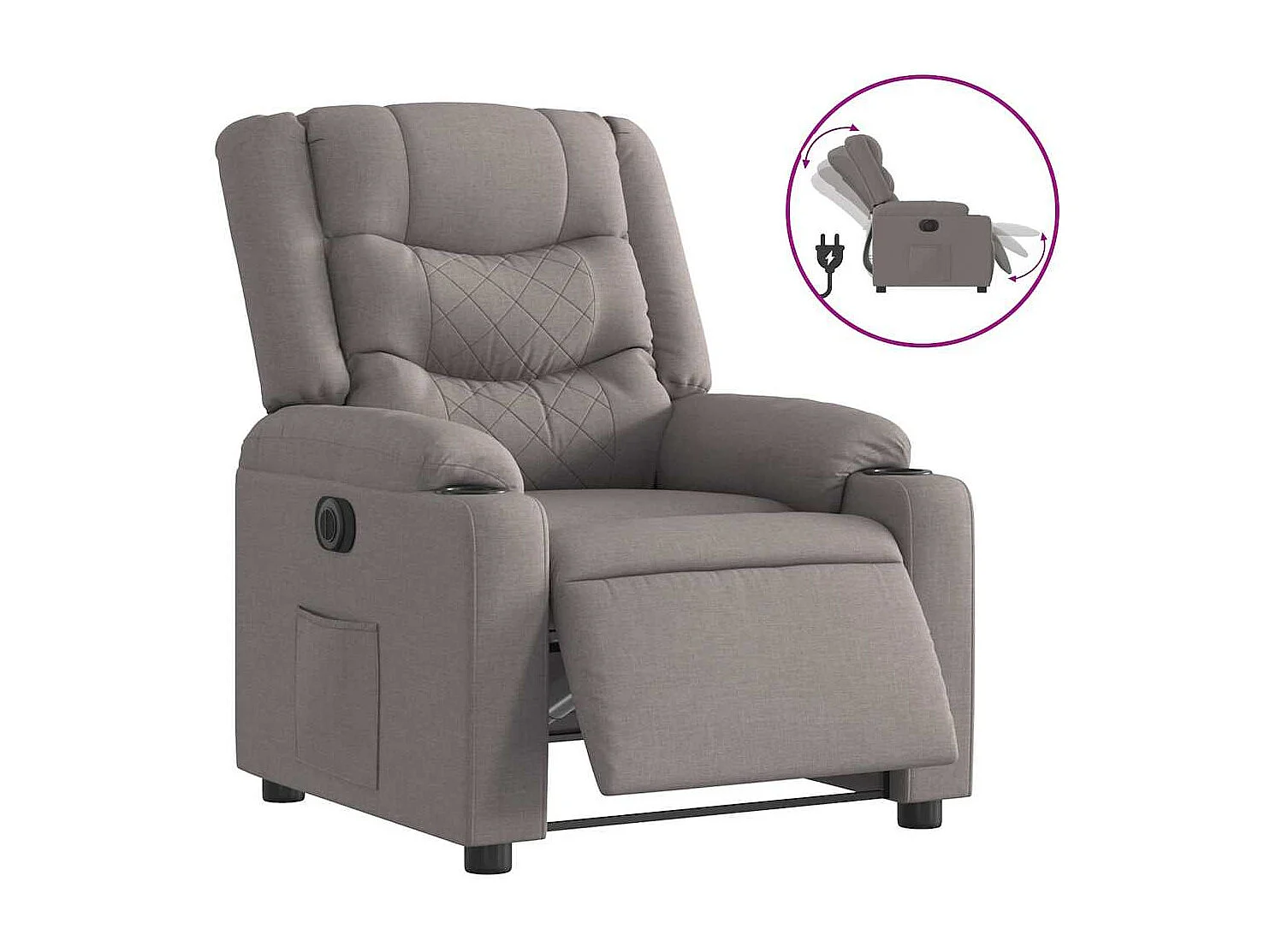 Fauteuil inclinable électrique-Chaise de relax-Fauteuil TV Taupe Tissu SHL1838