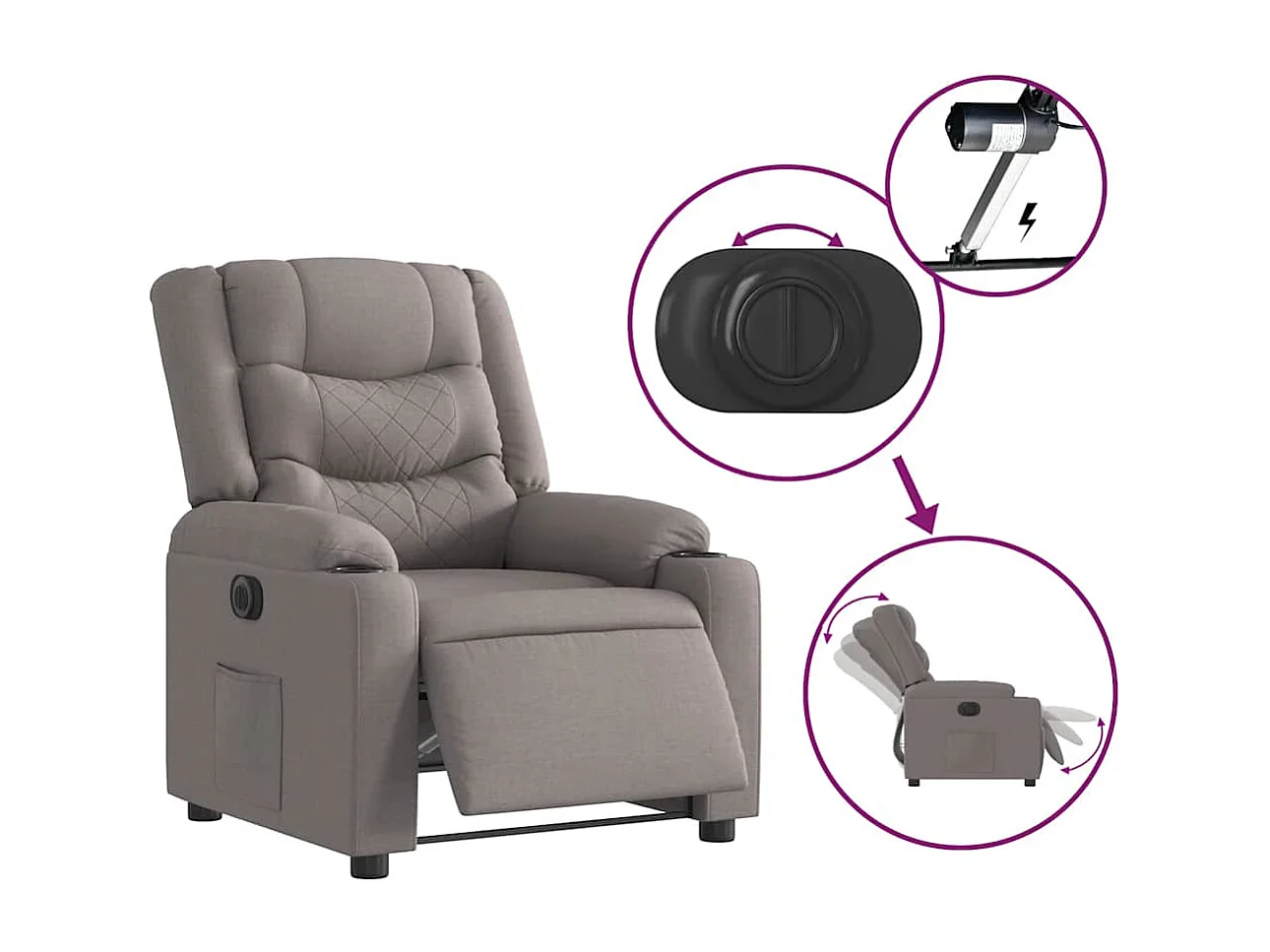 Fauteuil inclinable électrique-Chaise de relax-Fauteuil TV Taupe Tissu SHL1838