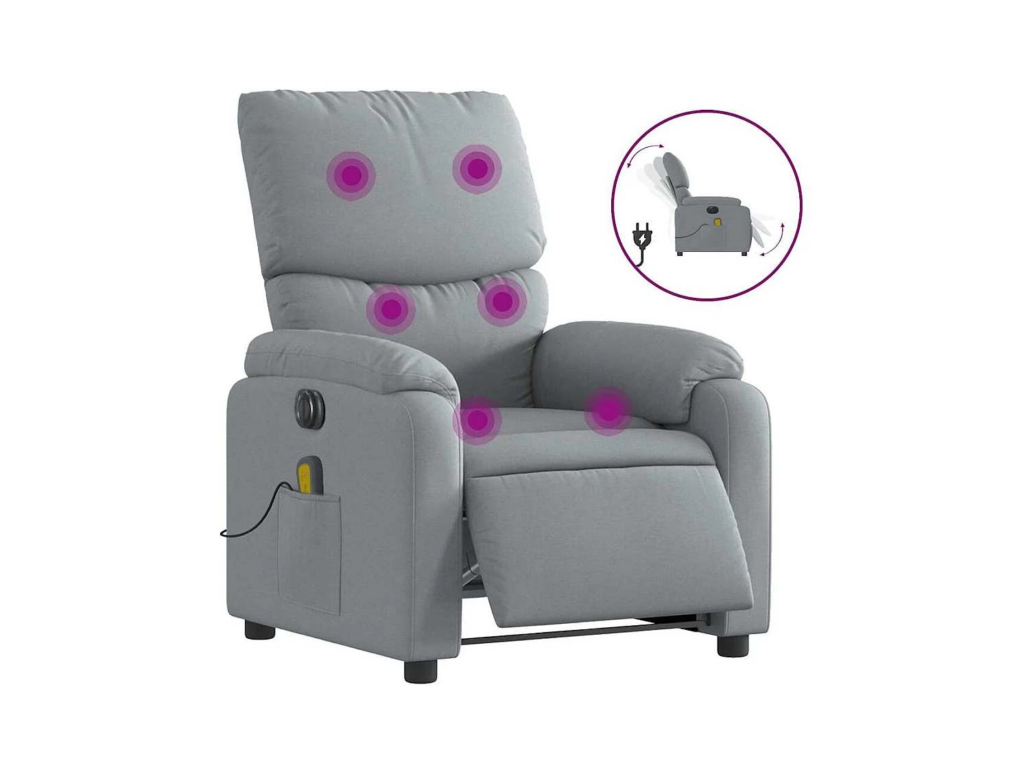 Sillón de relax | Sillón reclinable de masaje eléctrico tela gris claro SHL8374