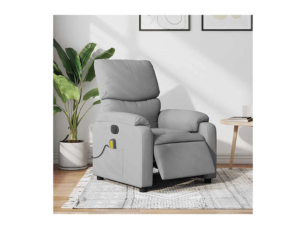 Sillón de relax | Sillón reclinable de masaje eléctrico tela gris claro SHL8374