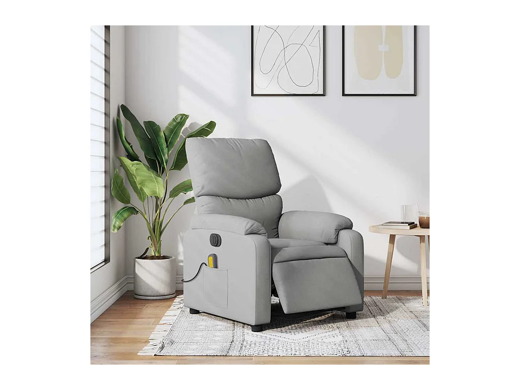 Sillón de relax | Sillón reclinable de masaje eléctrico tela gris claro SHL8374