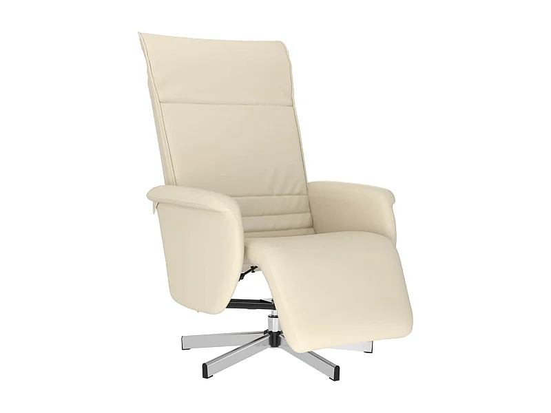 Sillón de relax | Sillón reclinable con reposapiés cuero sintético color crema SHL7428
