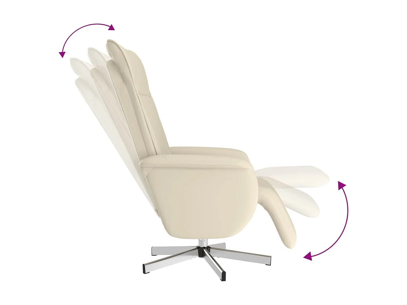 Fauteuil inclinable-Fauteuil salon avec repose-pieds crème similicuir SHL3778