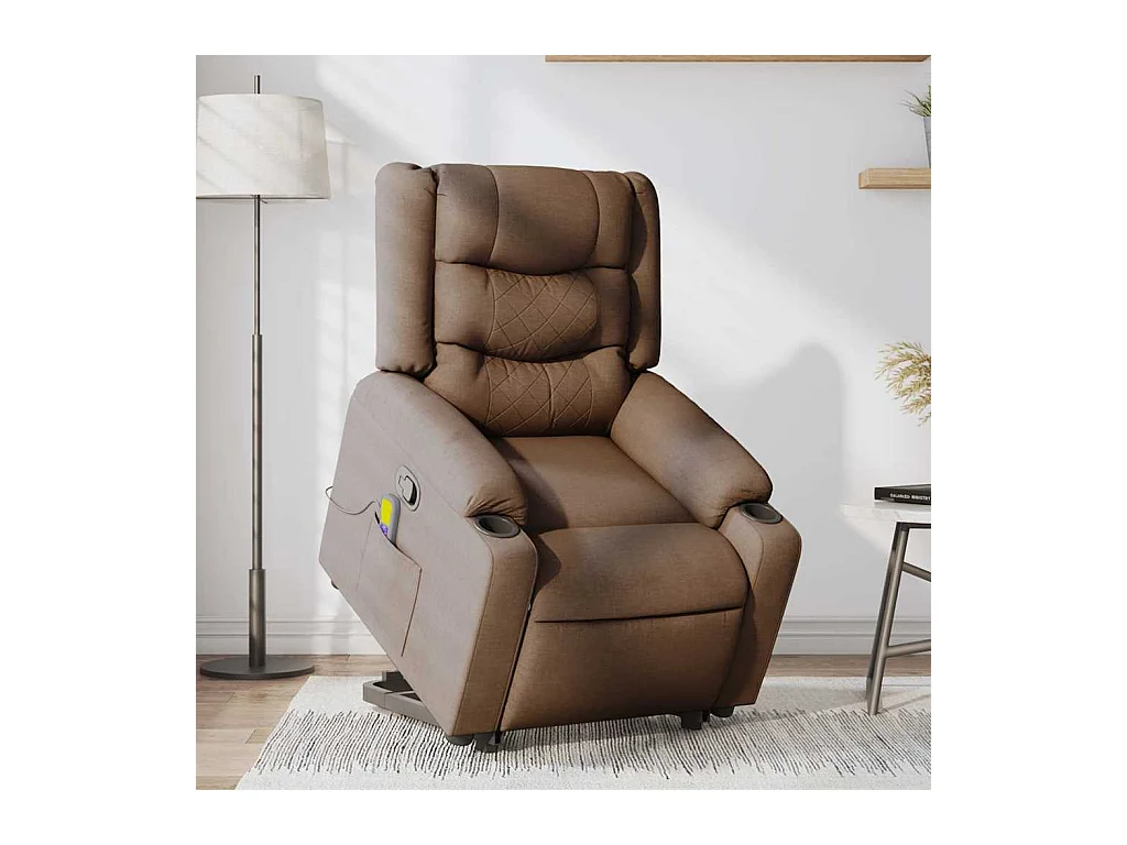 Silla de masaje reclinable de pie de tela marrón SHL2656