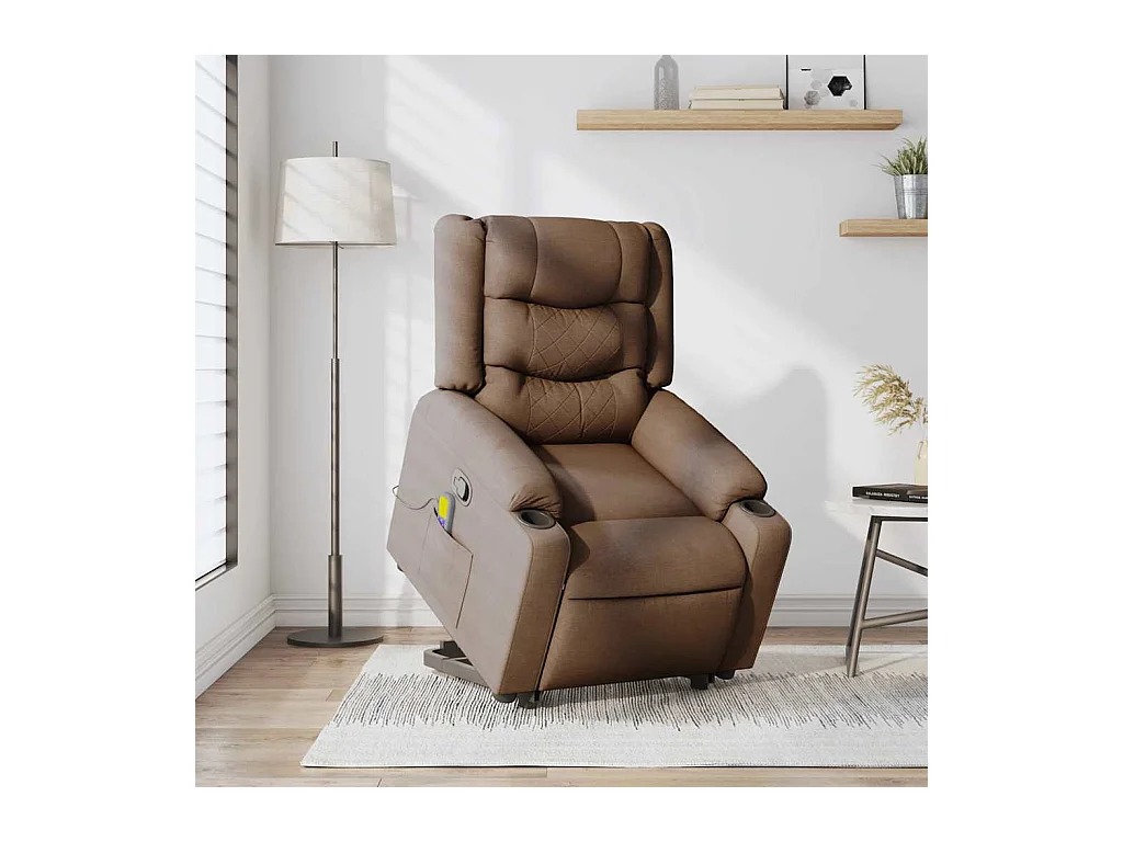 Silla de masaje reclinable de pie de tela marrón SHL2656