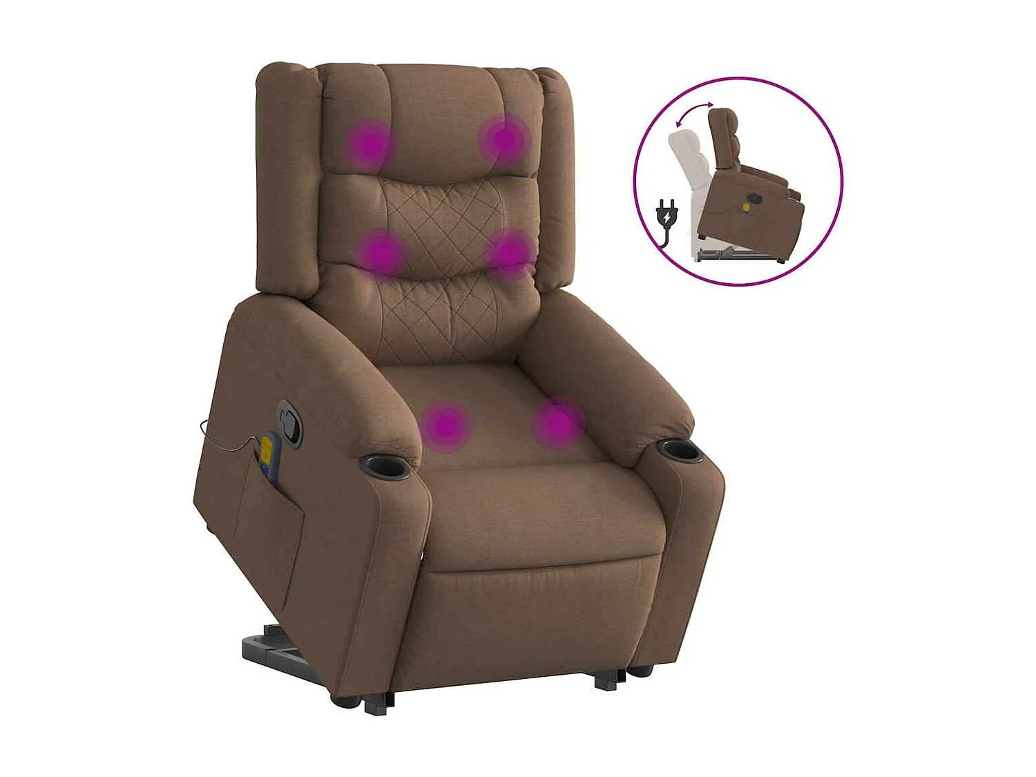Fauteuil inclinable-Chaise de relax-Fauteuil de Massage Marron Tissu SHL2872