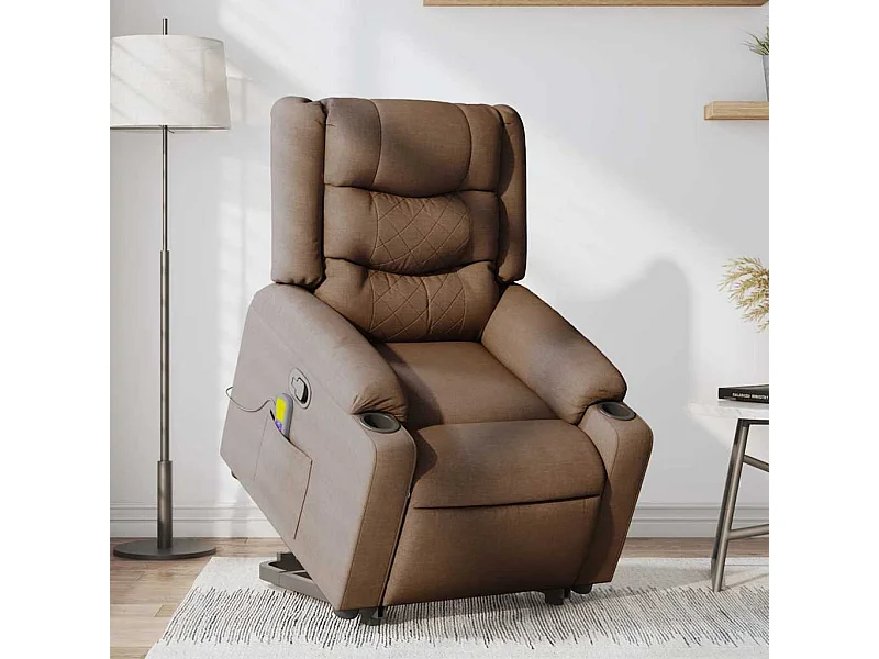 Fauteuil inclinable-Chaise de relax-Fauteuil de Massage Marron Tissu SHL2872