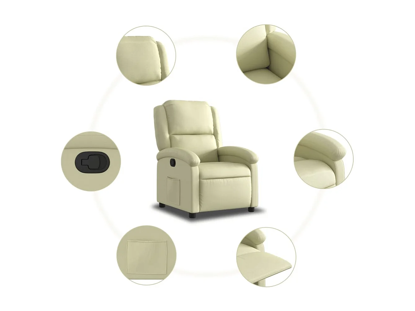 Relaxsessel | Lounge Sessel für Wohnzimmer Creme Echtleder SHL33526