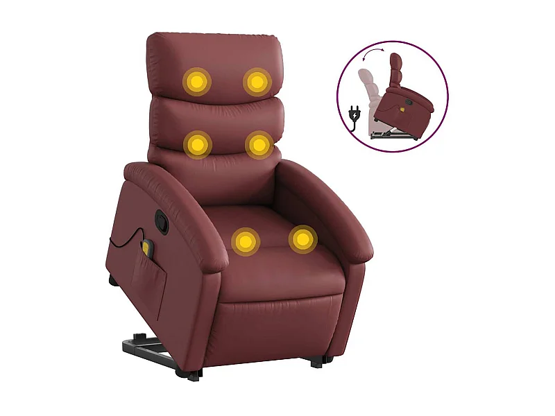 Fauteuil inclinable-Chaise de relax-Fauteuil de Massage Rouge bordeaux Similicuir SHL2014